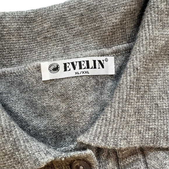 Evelin Sweater Womens XL Italian Thin Cable Knit Collared Gray‎ Sweater Soft - Picture 2 of 5